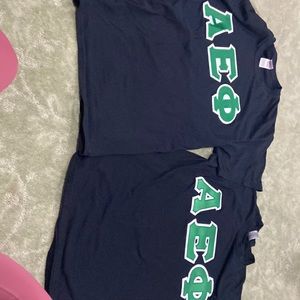 2 Aephi black tshirts one size large one size medium.